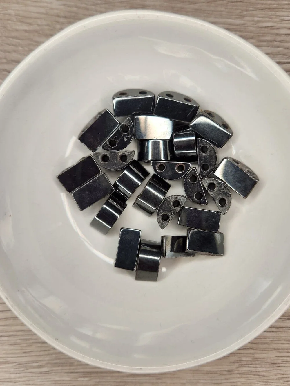 Hematite 13 X 6mm Half Circle Double Hole Beads Black 25 Count